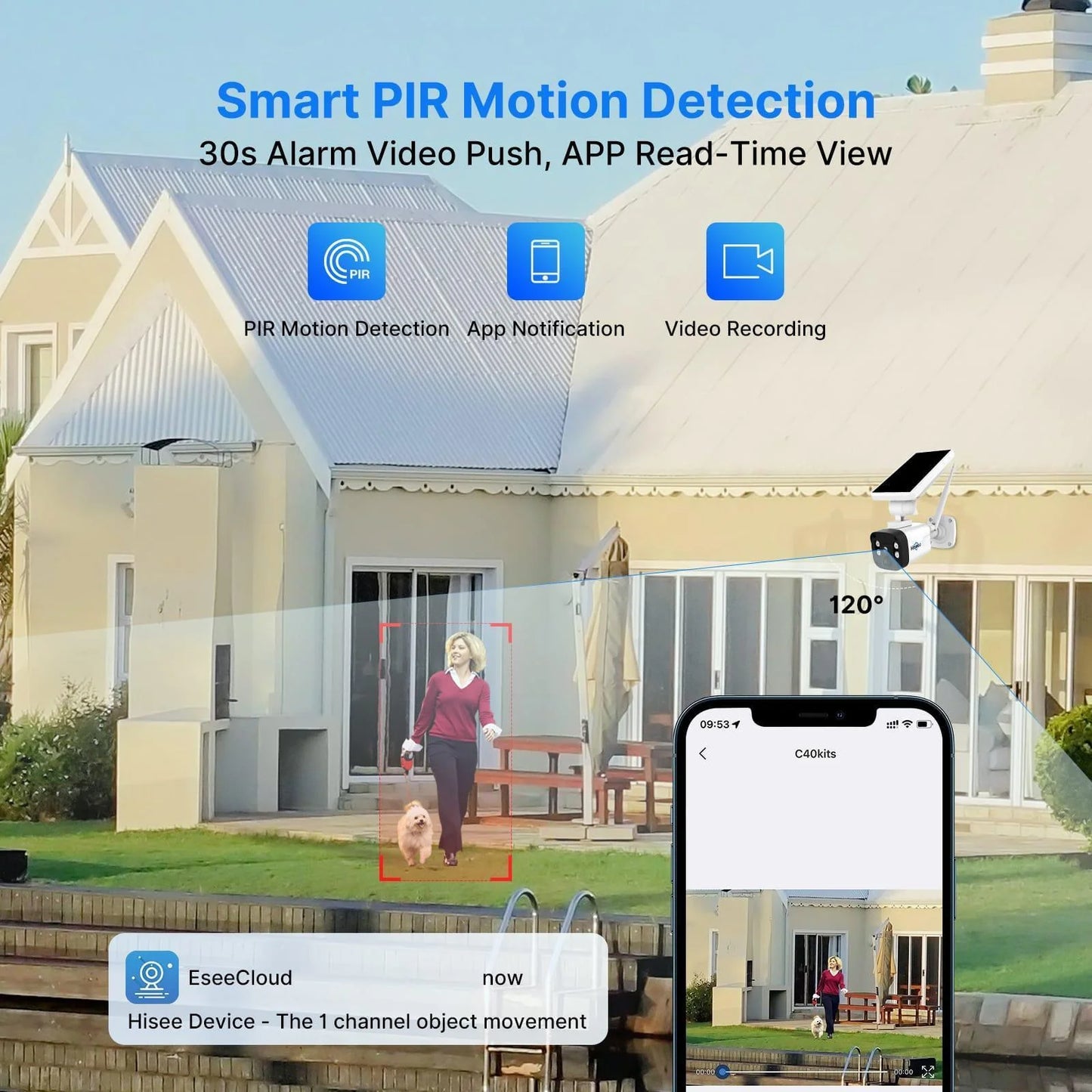 [10CH HD 4K NVR, 4MP Spotlight]Solar Wireless Security Camera System, Outdoor Home Surveillance