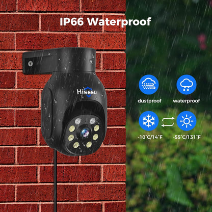 5MP PTZ 𝟯𝟲𝟬° 𝙑𝙞𝙚𝙬 WiFi Security Camera Outdoor Work with Echo Show（Black）