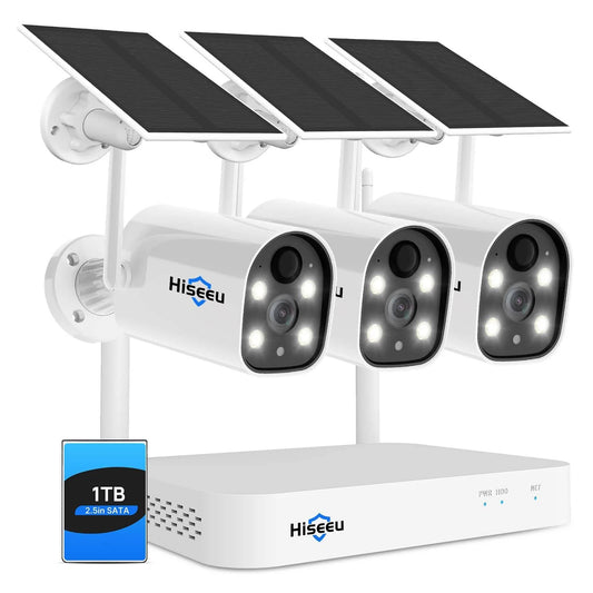 [AI Human Detection,Expandable 10CH 4K NVR] 4MP Solar Wireless Security Camera System BUILD-IN 1T HDD