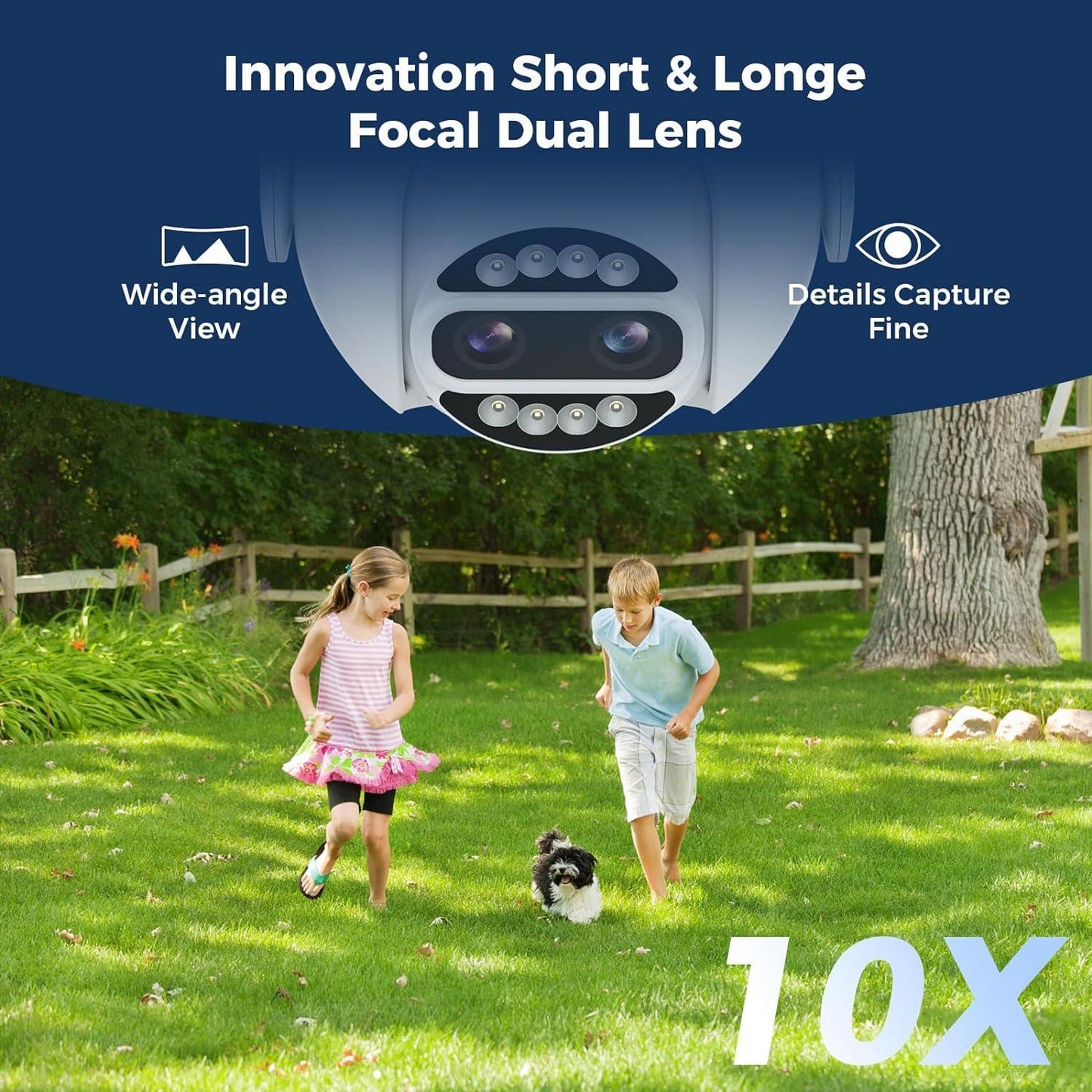4MP PTZ 𝟯𝟲𝟬° 𝙑𝙞𝙚𝙬  10X Zoom PanSecurity Camera Outdoor with IP66 Waterproof