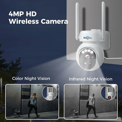 4MP No Monthly Fee PTZ 360° View Solar Wireless Battery Camera WIth Color Night Vision