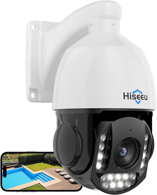 Wired 360°&30X Optical Zoom 5MP 4K PoE PTZ Security Camera with Two-Way Audio