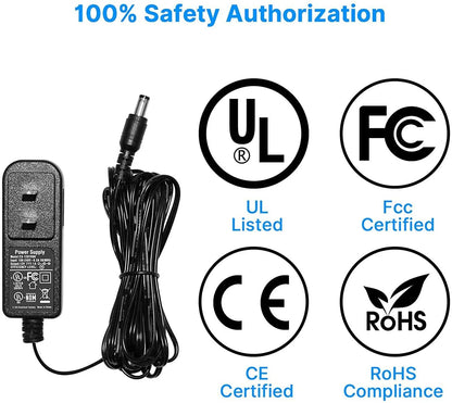 Hiseeu AC 100-240V to DC 12V 1A 1000mA 12W Power Supply 5.5 x 2.1mm FCC 10 Feet Cable Power Supply (12V-1000mA) Power Adapter for Security Cameras