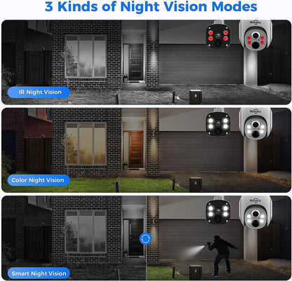 [Wireless , Expandable 10Channels 10in"Monitor 4K NVR] 4MP PTZ Dome + Bullet Security Camera System BUILD-IN 1T HDD