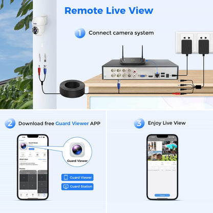 [Wired, 100ft Expandable 8Chanels 3K NVR] 5MP Wired Analog PTZ 360°View Security Camera BUILD-IN HDD with 24/7 Record