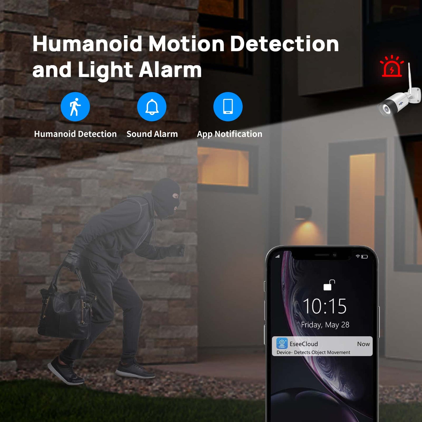 [Up to 65ft HD Night Vision, Expandable 10 Channels NVR] 2K 3MP Wireless Security Camera System BUILD-IN HDD