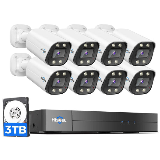 [Wired PoE, Human Detect, Expandable 16 Channels 4K NVR] 8MP IP PoE Bullet Home Security Camera System With 3TB HDD Indoor&Outdoor