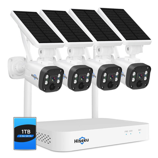 [10CH HD 4K NVR, 4MP Spotlight]Solar Wireless Security Camera System, Outdoor Home Surveillance