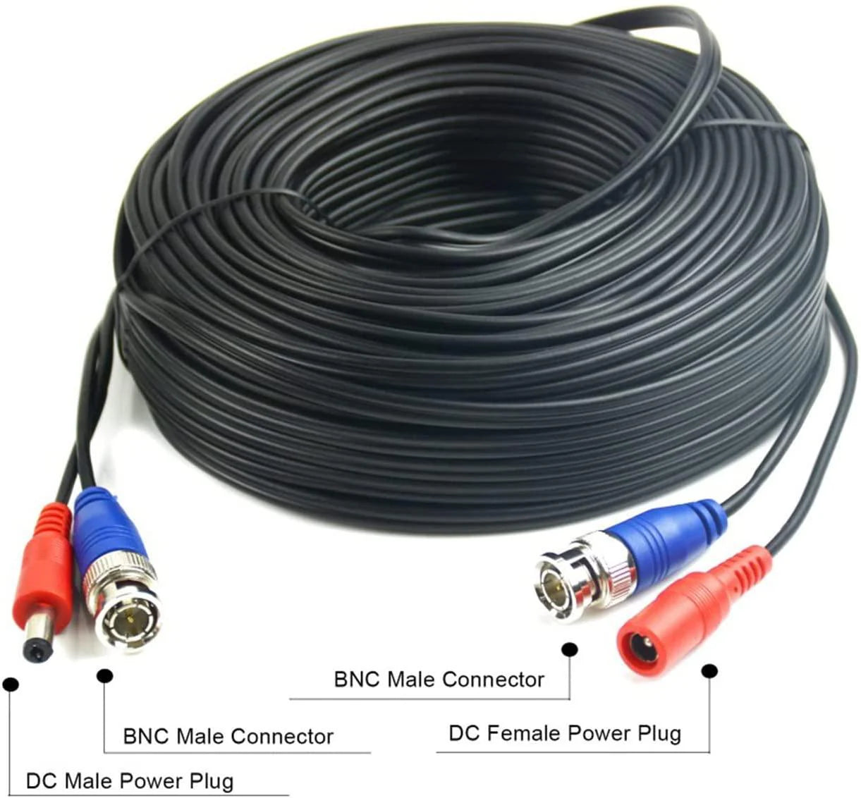 Hiseeu 96Ft BNC Cable BNC Vedio Power Cable Pre-Made Al-in-One Camera Video BNC Cable Wire Cord for Surveillance CCTV Security System with Connectors(BNC Female and BNC to RCA)