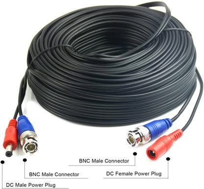 Hiseeu 96Ft BNC Cable BNC Vedio Power Cable Pre-Made Al-in-One Camera Video BNC Cable Wire Cord for Surveillance CCTV Security System with Connectors(BNC Female and BNC to RCA)