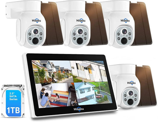 [Wireless , Expandable 10Channels 10in"Monitor NVR] 4MP PTZ Security Camera System BUILD-IN 1T HDD