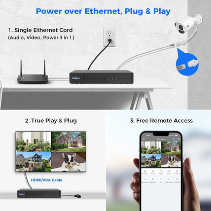 4K 8MP PoE IP Camera IP67 Waterproof WDR Function 100ft Night Vision Work with PoE NVR Outdoor&Indoor