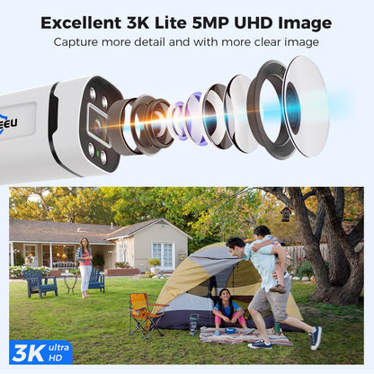 [Wired, IP67 Waterproof, Expandable 16Channels 3K DVR] 5MP AHD Analog Bullet Security Camera with Smart Dual Light BUILD-IN 3TB HDD