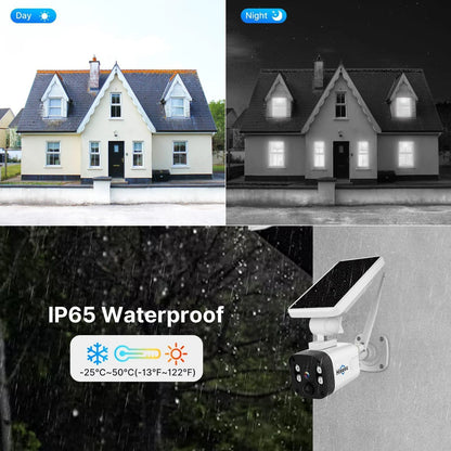 4MP Solar Battery Wireless Security Camera Outdoor with PIR Detection