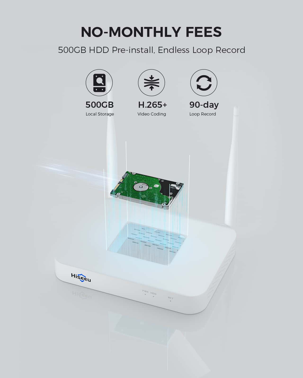 [2.4G&5G WiFi, Expandable 10CH 4K NVR] 4MP Solar-Powered Wireless Security PTZ Camera System BUILD-IN HDD