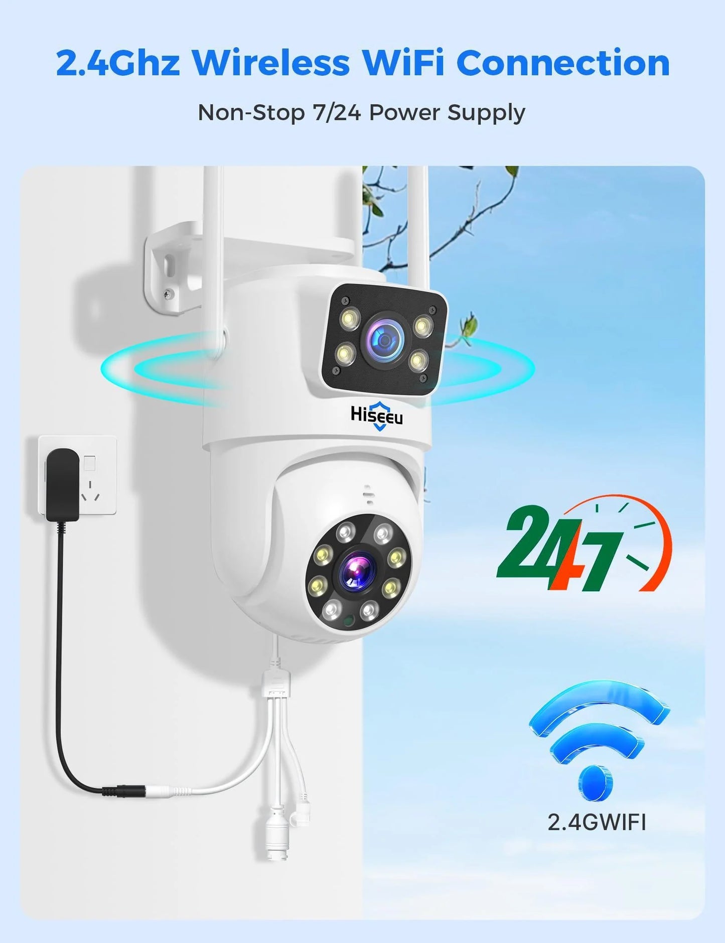 4MP Dual Lens 5G&2.4G WiFi-Pro Power Cord  Security Camera
