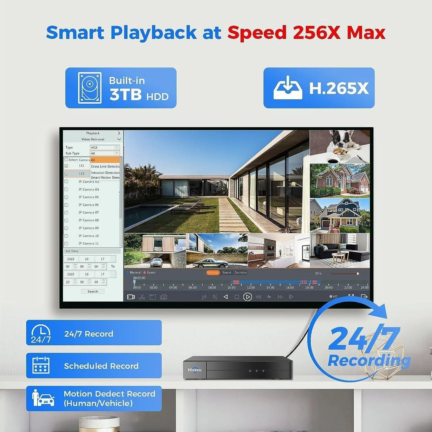 [2-Way Audio+121°Wide Angle] Hiseeu 8Pcs 5MP IP Wired Security Cameras NVR 16CH PoE Security Camera System With 3TB HDD