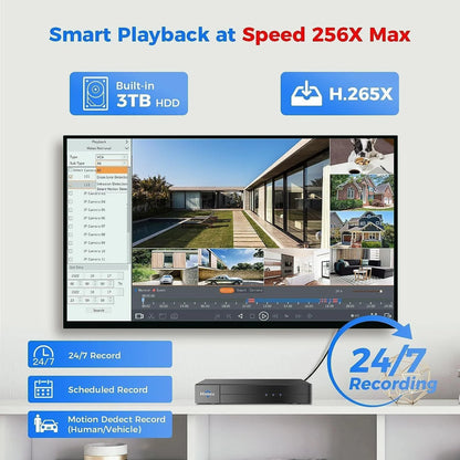 [2-Way Audio+121°Wide Angle] Hiseeu 8Pcs 5MP IP Wired Security Cameras NVR 16CH PoE Security Camera System With 3TB HDD