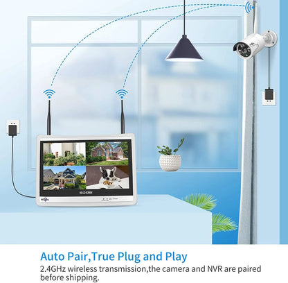 【No HDD】 12Inch LCD Wireless WiFi NVR 10 Channels Network Video Recorder