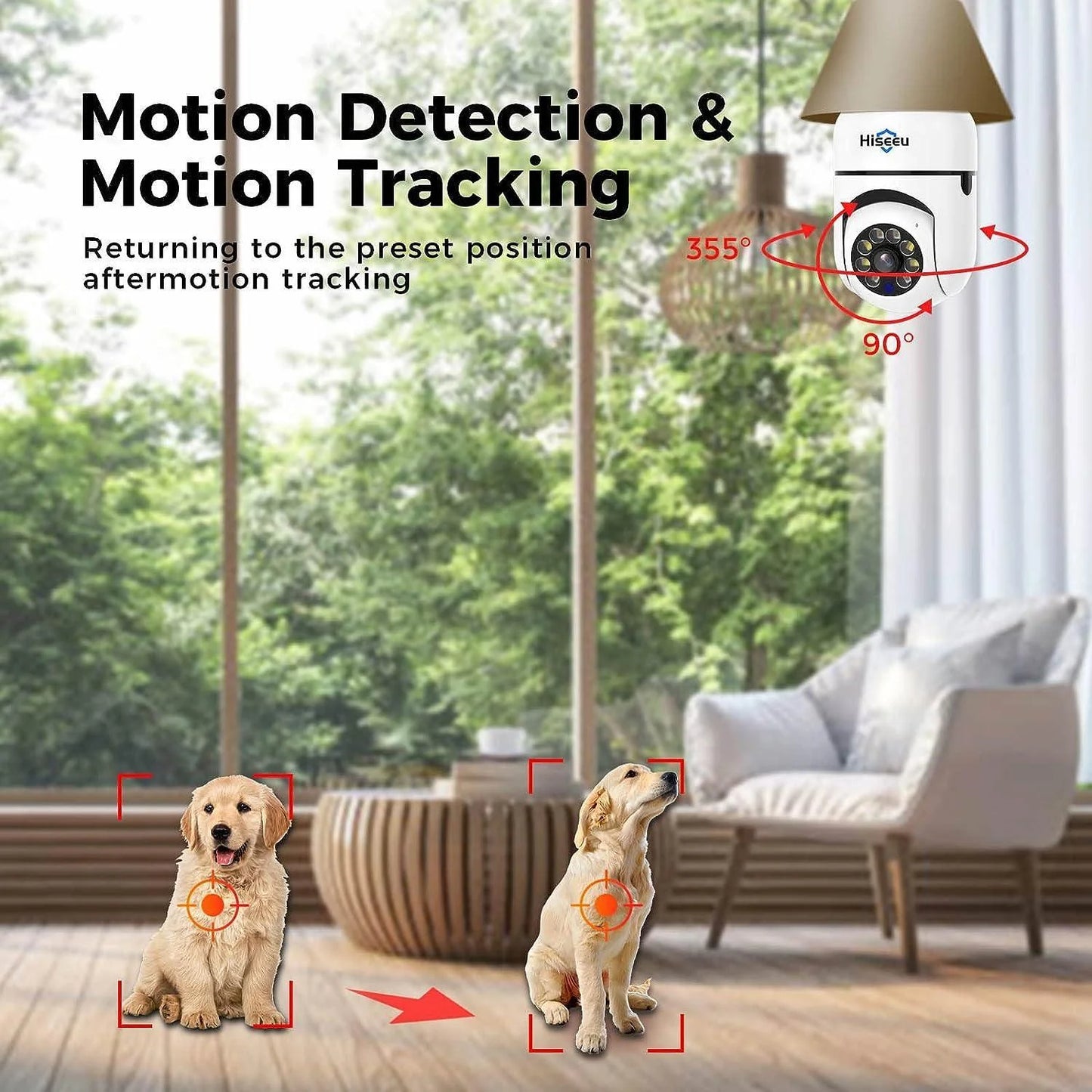 2K Wireless 𝟯𝟲𝟬° 𝙑𝙞𝙚𝙬 Light Bulb Camera with 5G&2.4GHz Wi-Fi & No Subscription