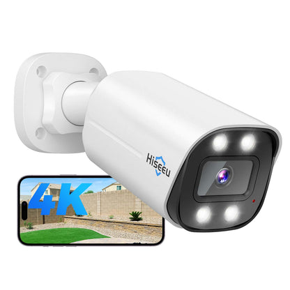 4K 8MP Wired PoE IP Bullet Camera IP67 Waterproof with 60ft Night Vision and  Two-Way Audio