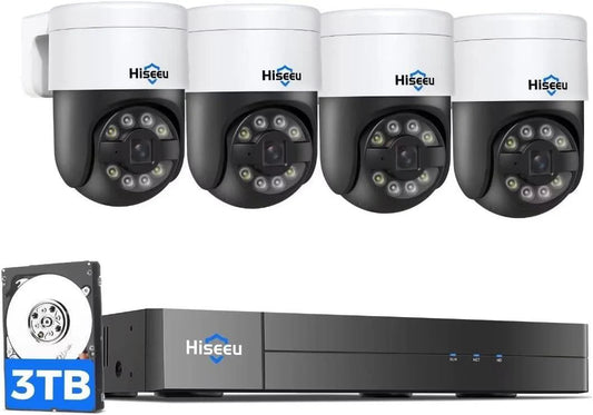 [Wired PoE, Human Tracking, Expandable 16 Channels 4K NVR] 5MP PTZ CCTV PoE Security Camera System 7/24 Record BUILD-IN 3TB HDD
