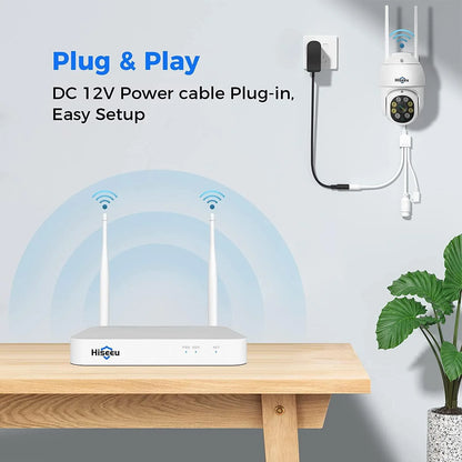 [Wireless , Expandable 10Channels] 2K PTZ Home Security Camera System BUILD-IN 1T HDD