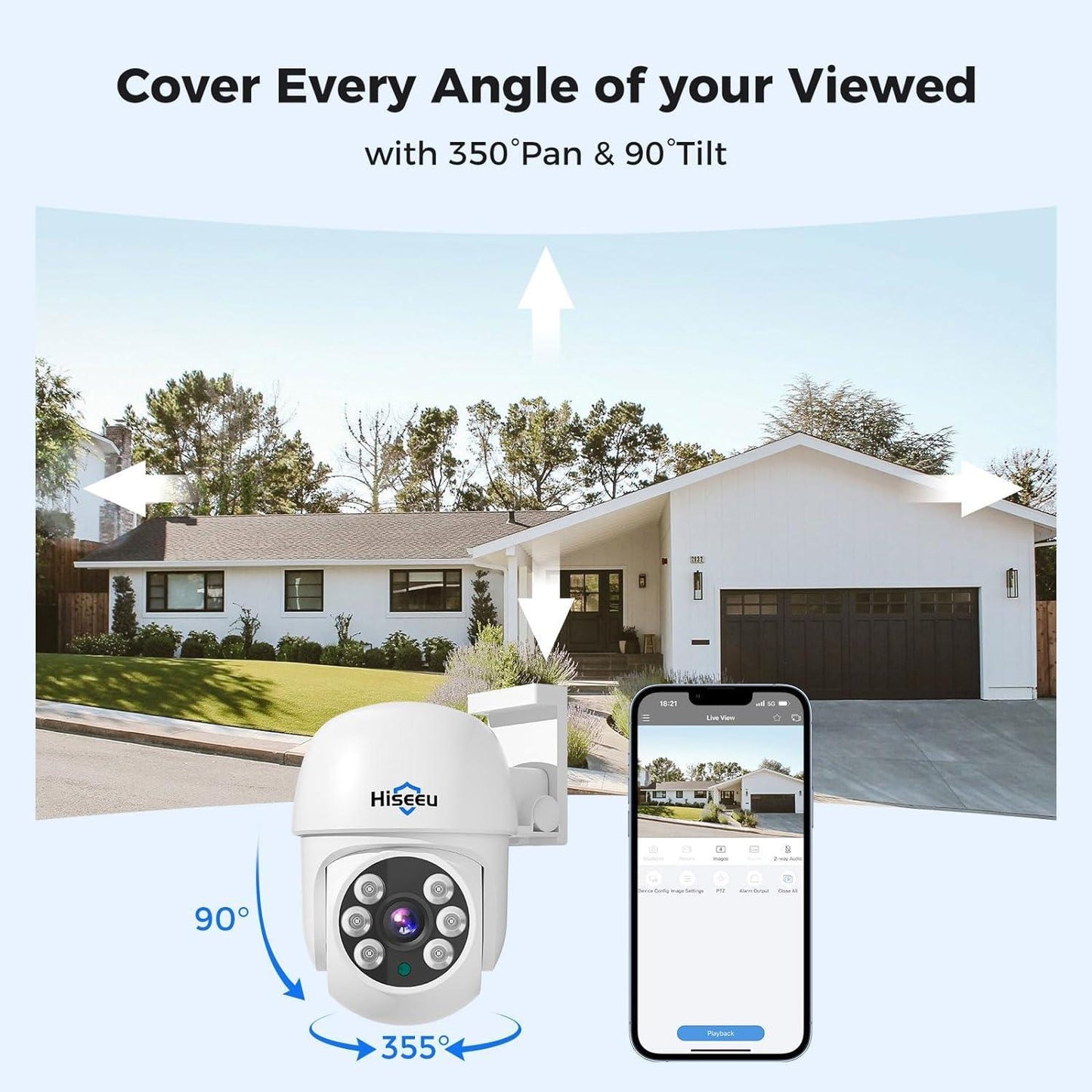 Wired 5MP AHD PTZ Analog Home Dome Security Camera 100ft IR Clear Night Vision