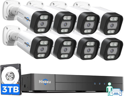 [Wired PoE, Free Motion Alerts, Expandable 16 Channels 4K NVR] 5MP IP PoE Bullet Security Camera System BUILD-IN HDD With IP67 Waterproof